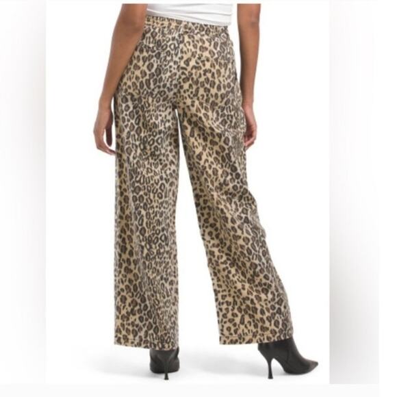 House of Harlow Leopard Animal Print Pant Wide Leg High Rise Brown Black Size M - Picture 7 of 13